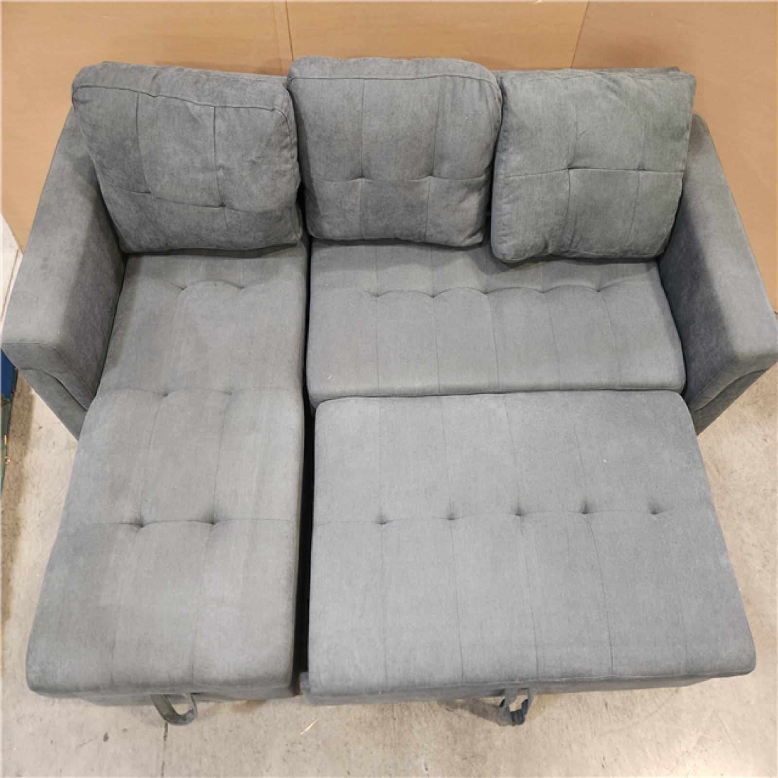 Phoenix NEW Straight Arm 2-Piece Chenille Modular Sectional Sofa L-Shaped Sofa in Grey