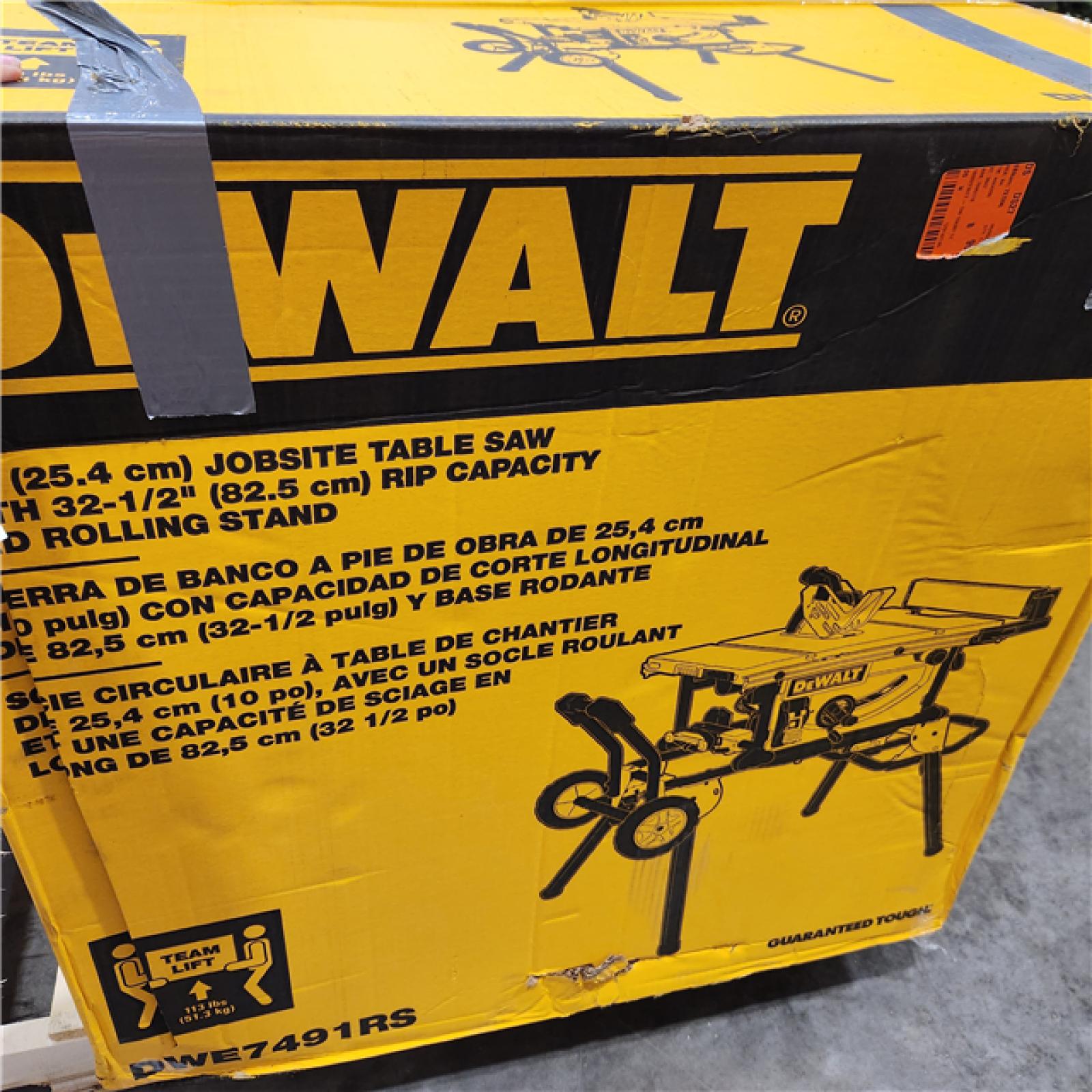 As-Is- DEWALT 15 Amp Corded 10 in. Job Site Table Saw with Rolling Stand
