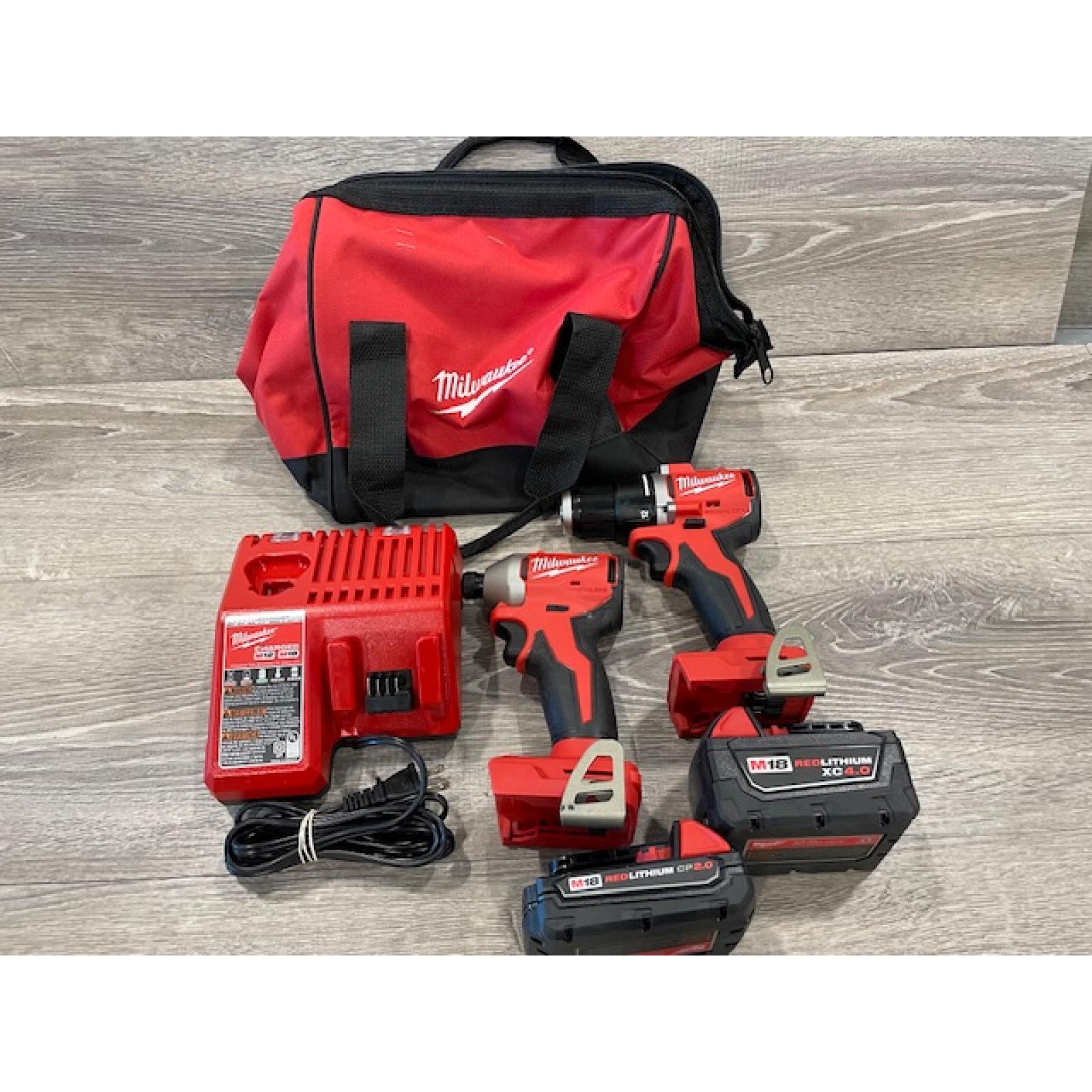 AS-IS Milwaukee 18-Volt Lithium-Ion Brushless Cordless Compact Hammer Drill/Impact Combo Kit