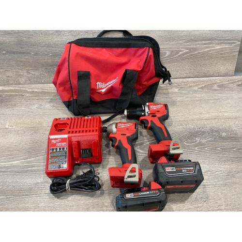 AS-IS Milwaukee 18-Volt Lithium-Ion Brushless Cordless Compact Hammer Drill/Impact Combo Kit