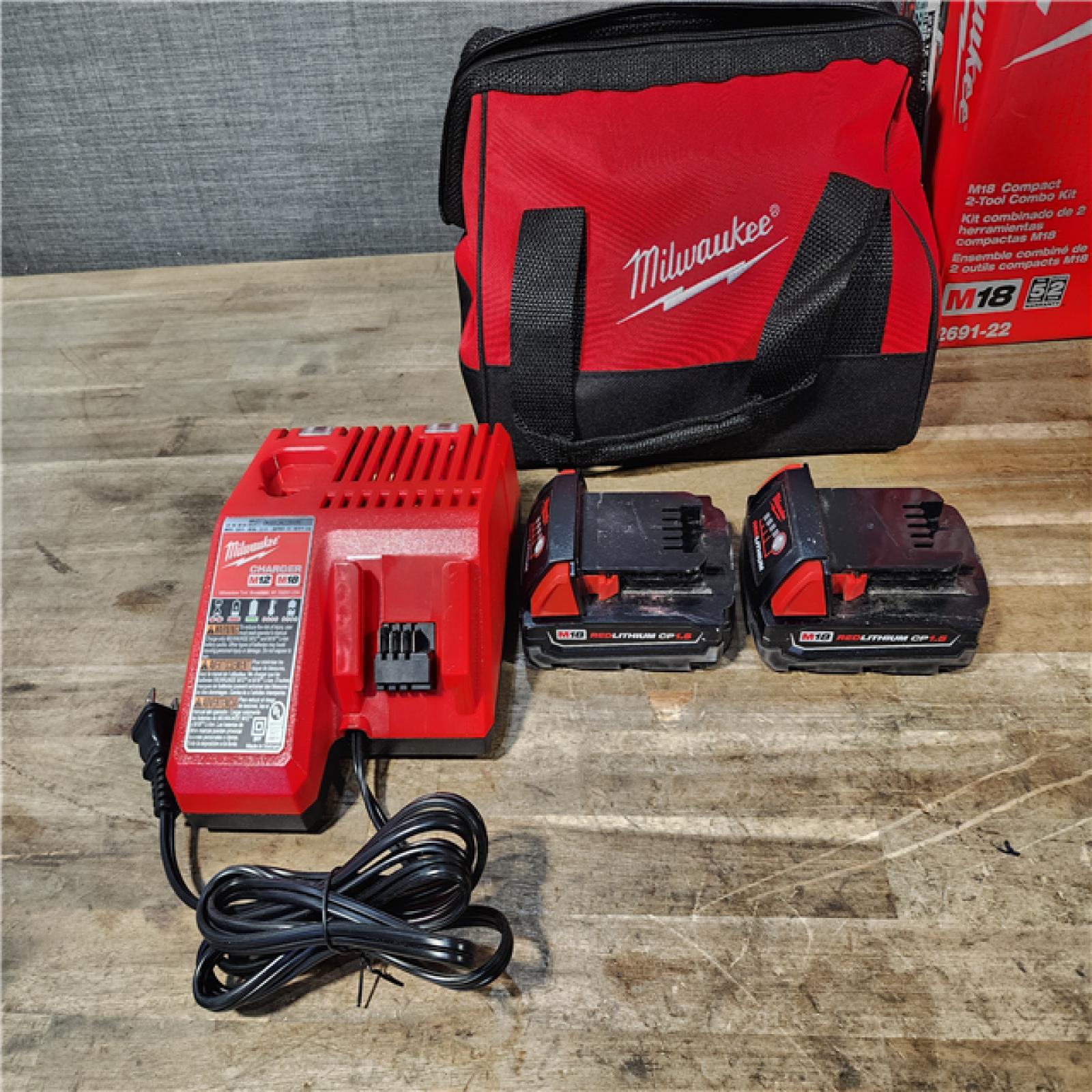 HOUSTON LOCATION - AS-IS Milwaukee 18V Cordless Brushed 2-Tool Drill/Driver and Impact Driver Kit