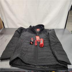 AS-IS- Milwaukee M12 12-Volt Lithium-Ion Cordless Axis Black Heated Hooded Jacket Kit with (1) 3.0 Ah Battery and Charger