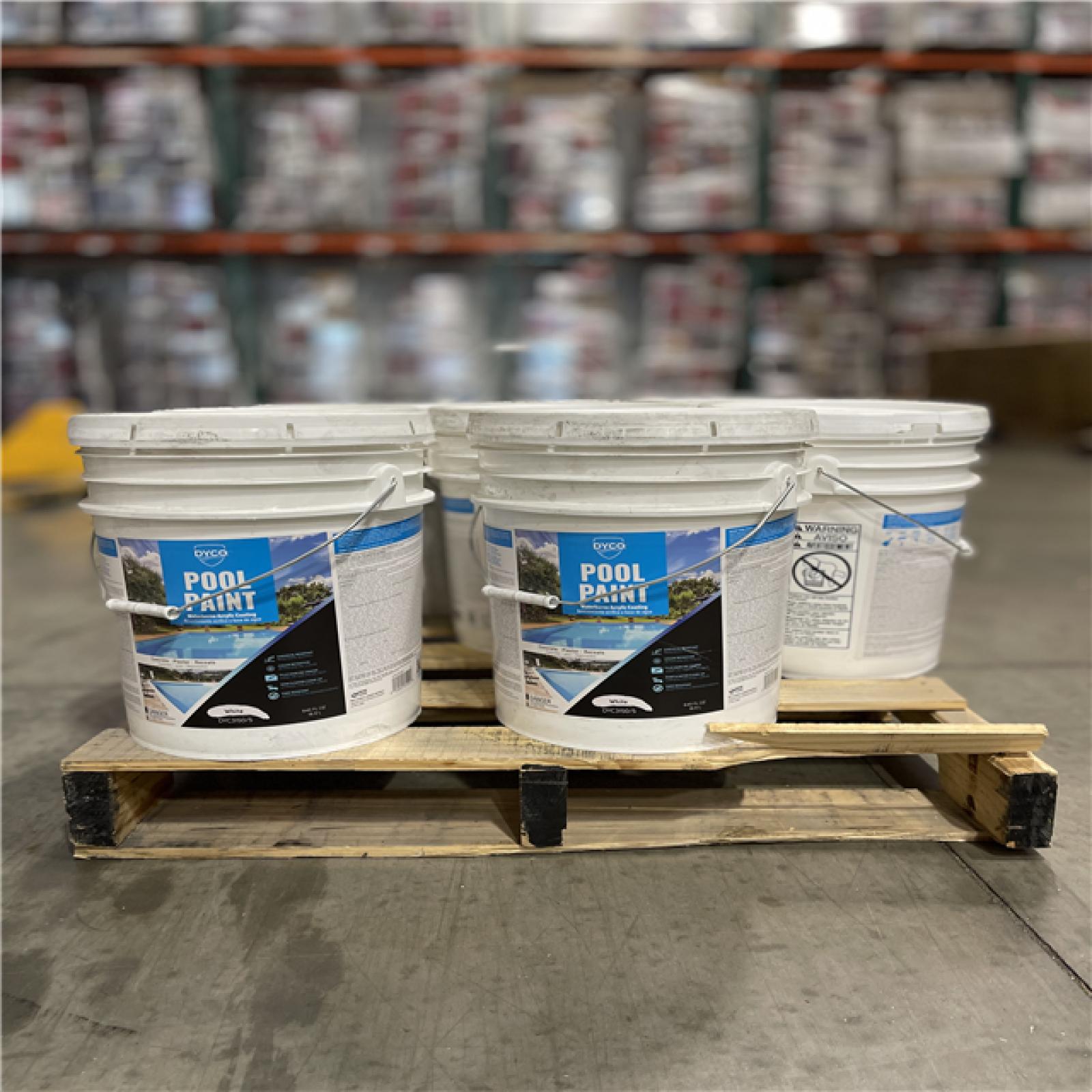 DALLAS LOCATION -DALLAS LOCATION -Dyco Pool Paint 5 Gal. 3150 White Semi-Gloss Acrylic Exterior Paint PALLET- (10 UNITS)