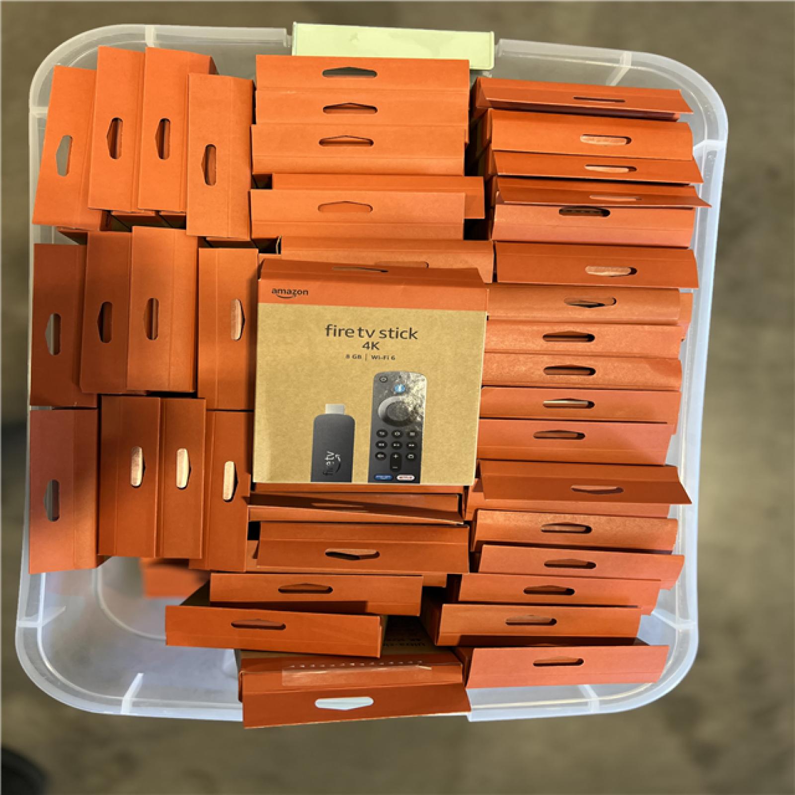 DALLAS LOCATION- Amazon Fire TV Stick 4K streaming device  includes support for Wi-Fi 6  Dolby Vision/Atmos  free & live TV -(94 UNITS)