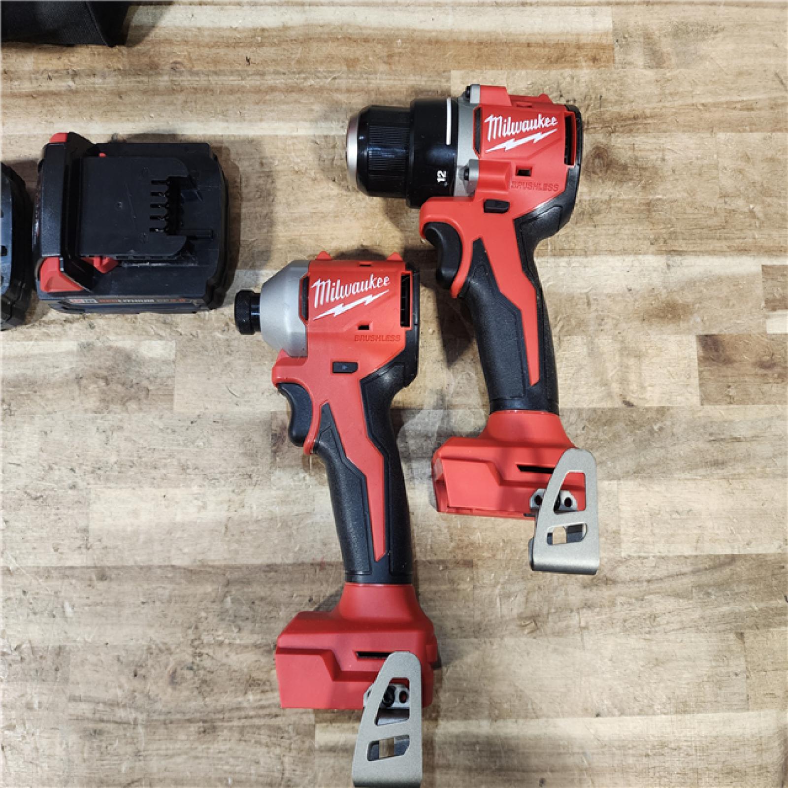 HOUSTON LOCATION - AS - IS Milwaukee 18V Lithium-Ion Brushless Cordless Compact Drill/Impact Combo Kit