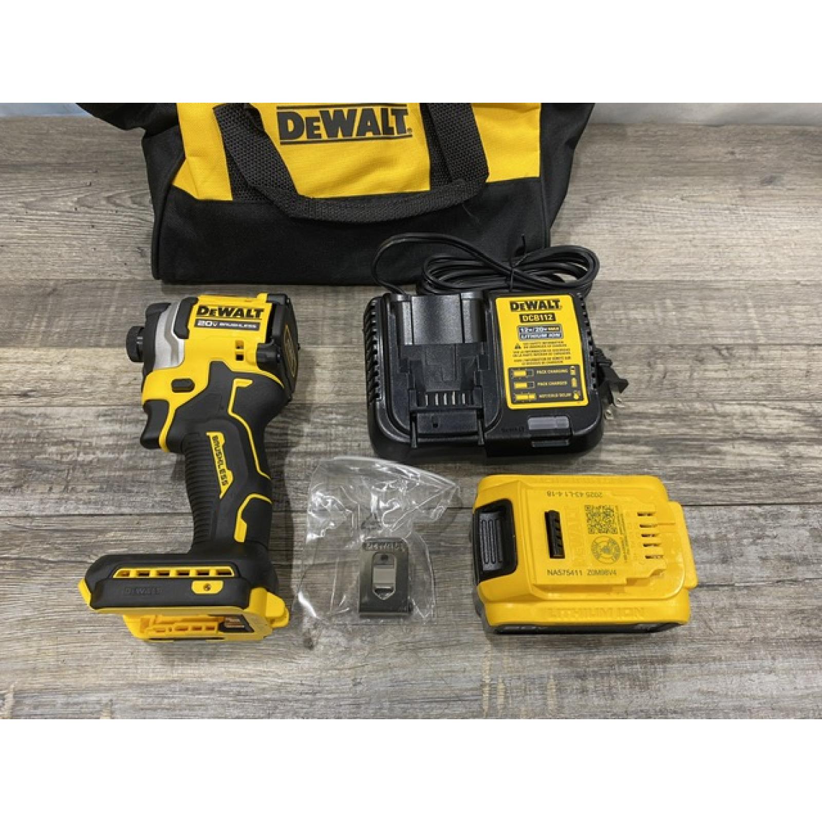AS-IS DEWALT ATOMIC 20V MAX Lithium-Ion Cordless 1/4 in. Brushless Impact Driver Kit