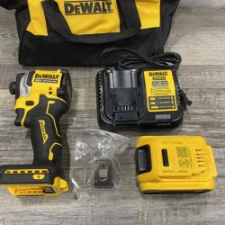 AS-IS DEWALT ATOMIC 20V MAX Lithium-Ion Cordless 1/4 in. Brushless Impact Driver Kit