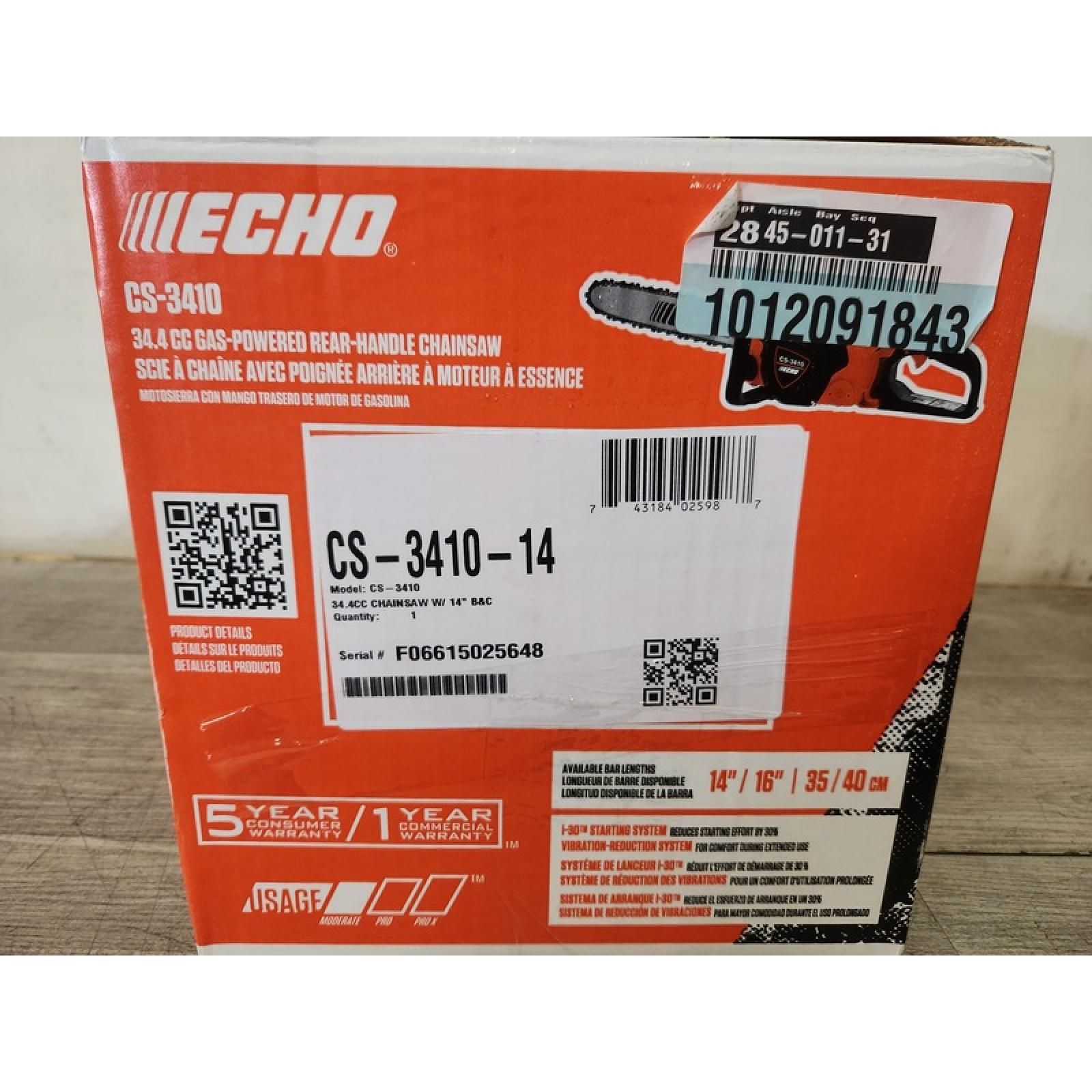 Phoenix NEW ECHO 14 in. 34.4 cc Gas 2-Stroke Rear Handle Chainsaw with Automatic Chain Oiler