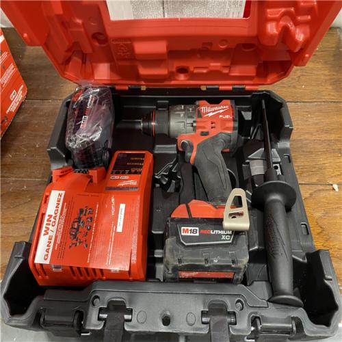 AS-IS Milwaukee 2904-22 Hammer Drill Driver Kit with Batteries  Charger & Tool Case  Red