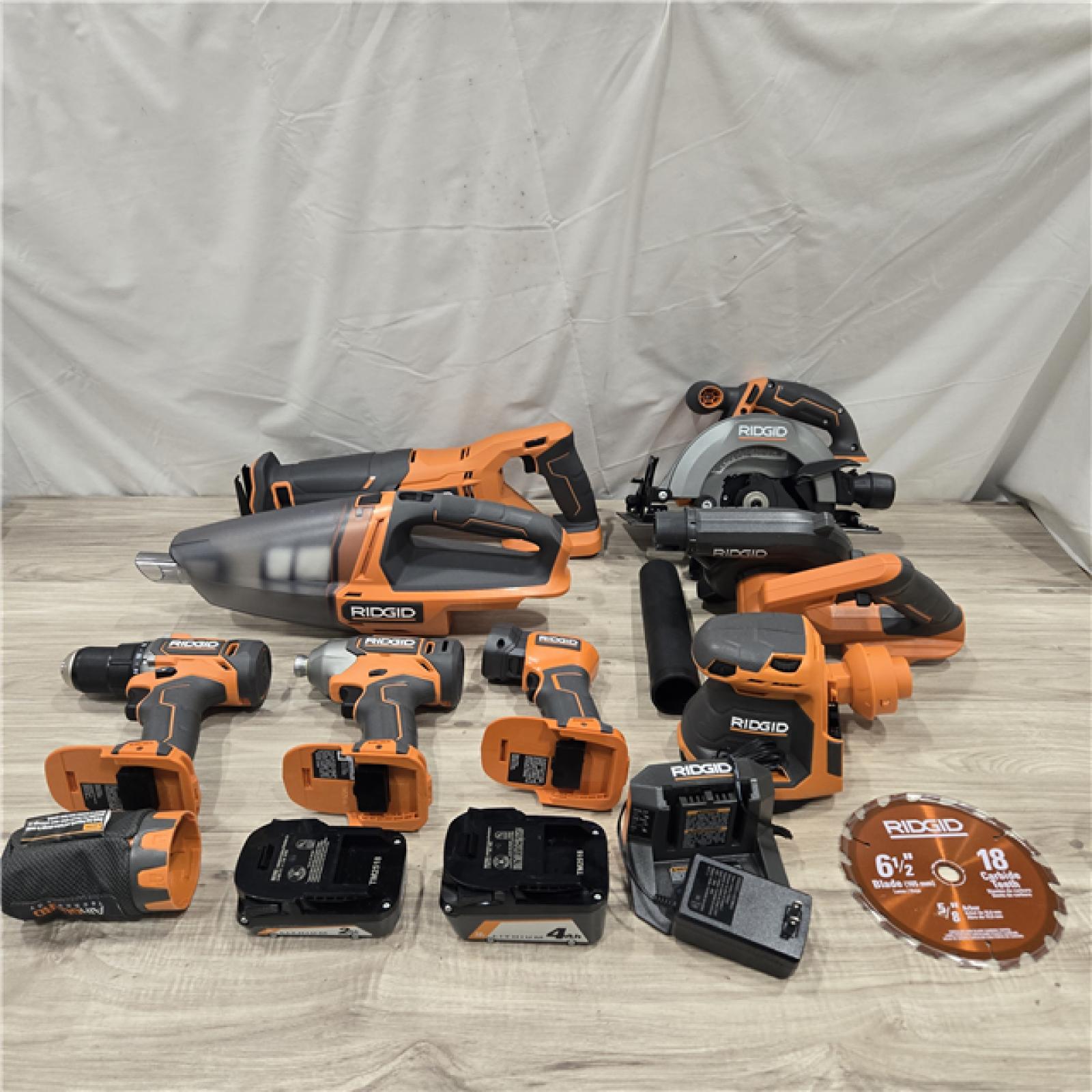 AS-IS RIDGID 18V Cordless 8-Tool Combo Kit