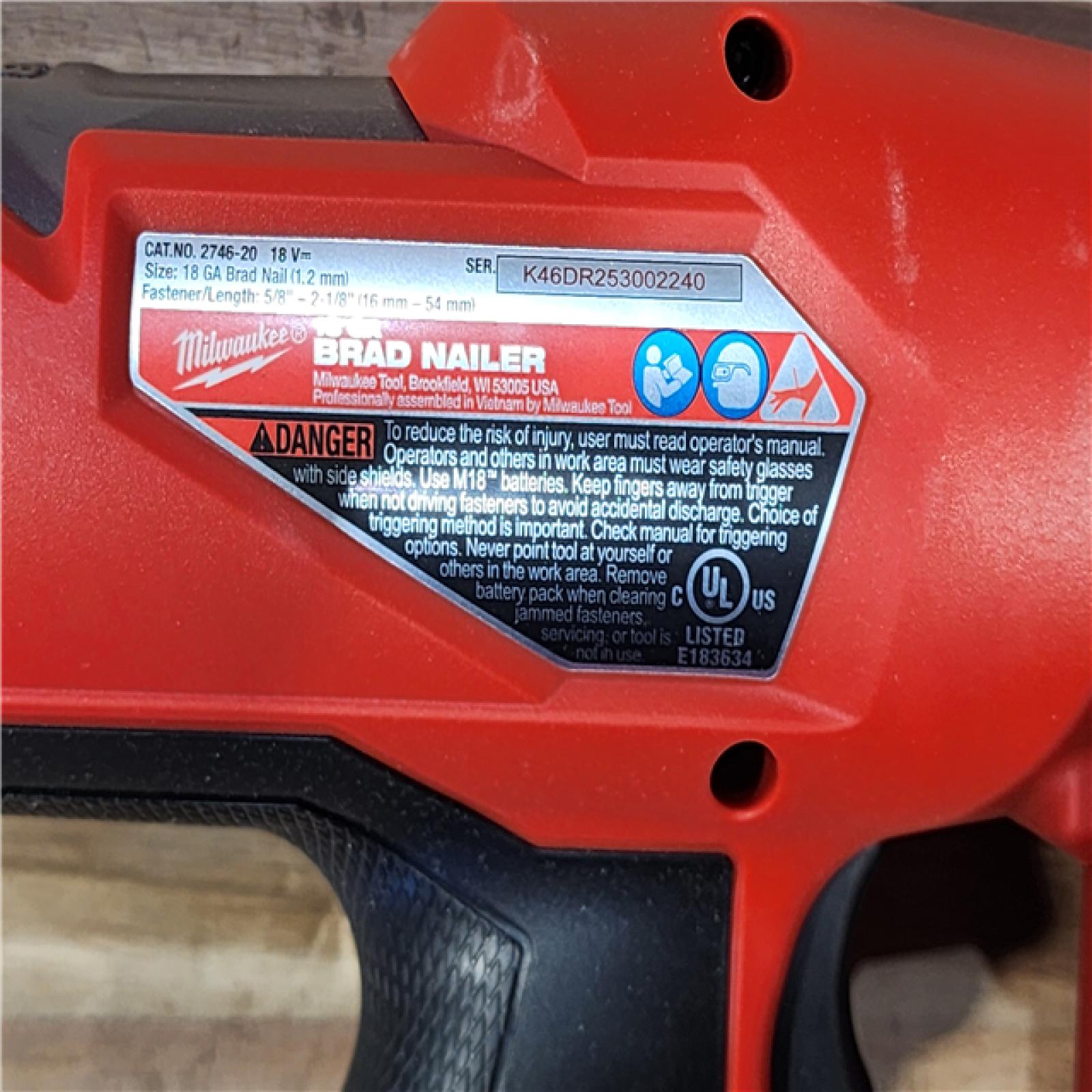 HOUSTON LOCATION - AS-IS Milwaukee  FUEL 18-Volt Lithium-Ion Brushless Cordless Gen II 18-Gauge Brad Nailer (Tool-Only)