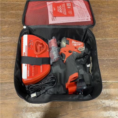 AS-IS M12 FUEL SURGE 12V Lithium-Ion Brushless Cordless 1/4 in. Hex Impact Driver Compact Kit W/Two 2.0Ah Batteries, Bag