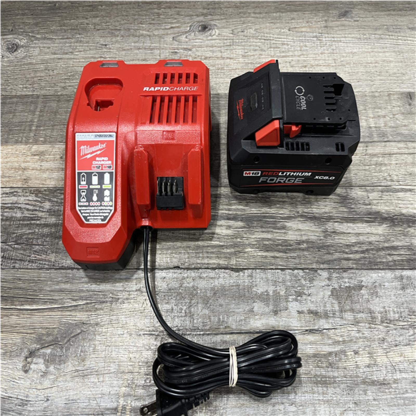 AS-IS Milwaukee 18-Volt Lithium-Ion REDLITHIUM FORGE Starter Kit with 8.0Ah Battery and Rapid Charger