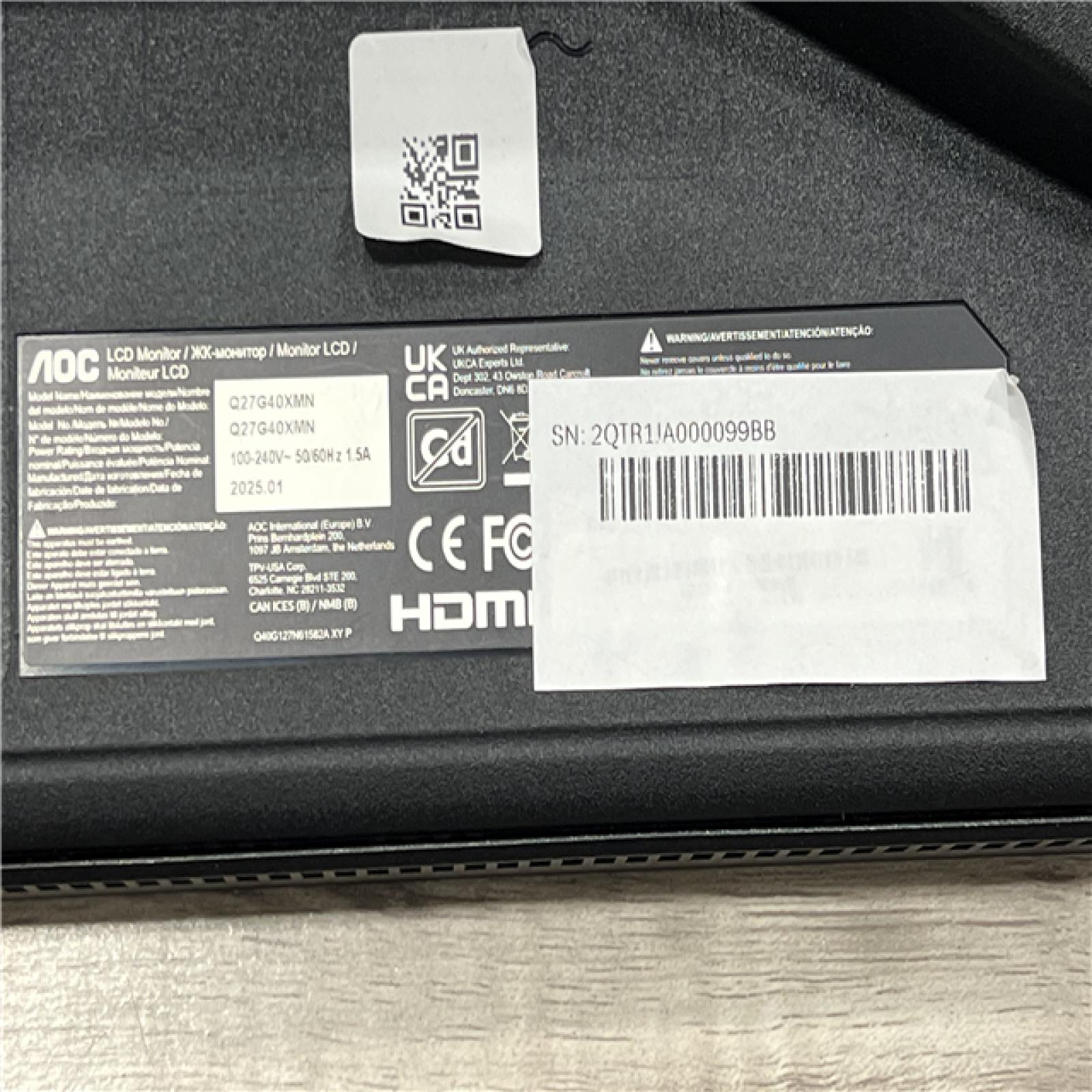 AS-IS AOC - 27 Q27G40XMN Mini-LED  QHD  180hz Gaming Monitor - Black