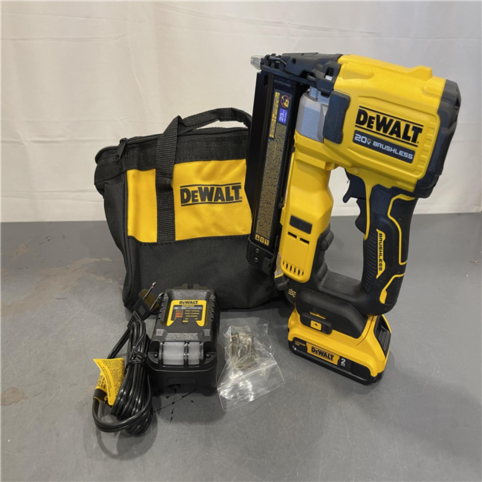 AS-IS - DeWalt ATOMIC 20V MAX Lithium Ion Cordless 23 Gauge Pin Nailer Kit