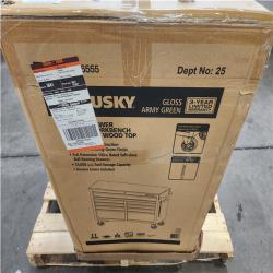 Phoenix NEW Husky 46 in. W x 18.1 in. D 9-Drawer Army Green Mobile Workbench Cabinet with Solid Wood Top
