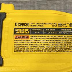 AS-IS DEWALT 20-Volt 30° Cordless Framing Nailer Kit
