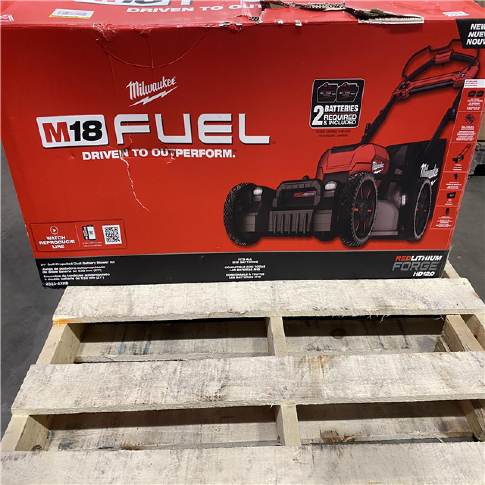 Dallas Location - As-Is Milwaukee M18 FUEL Brushless Cordless 21 in. Walk Behind Dual Battery Self-Propelled Mower Kit