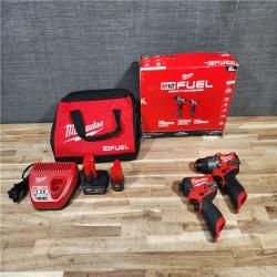 HOUSTON LOCATION - AS-IS Milwaukee FUEL 12-Volt Lithium-Ion Brushless Cordless Hammer Drill and Impact Driver Combo Kit