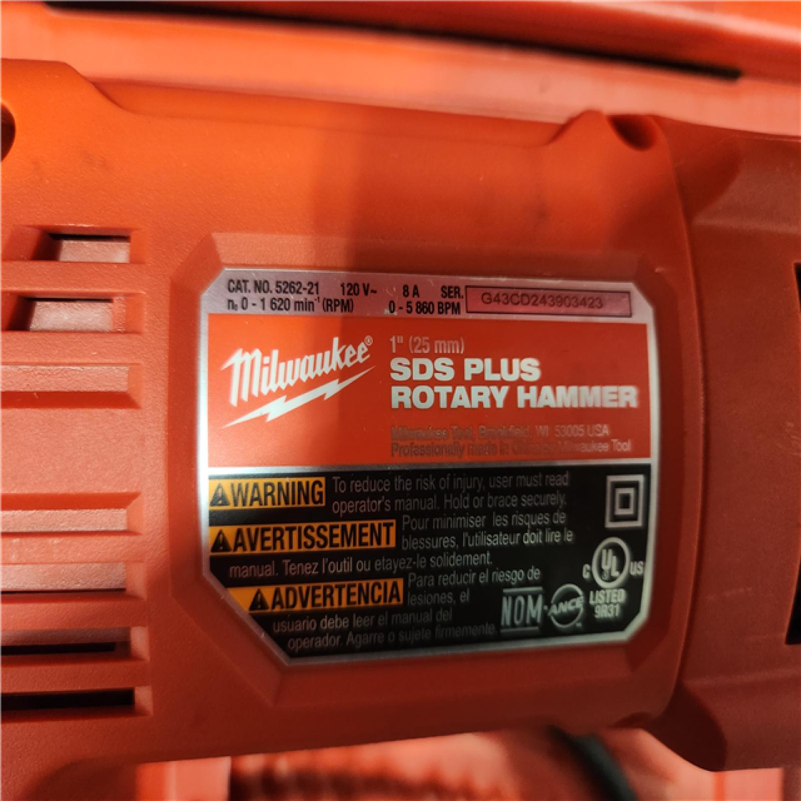 AS-IS- Milwaukee 1 in. SDS Plus D-Handle Rotary Hammer w/ Case (Tool-Only)