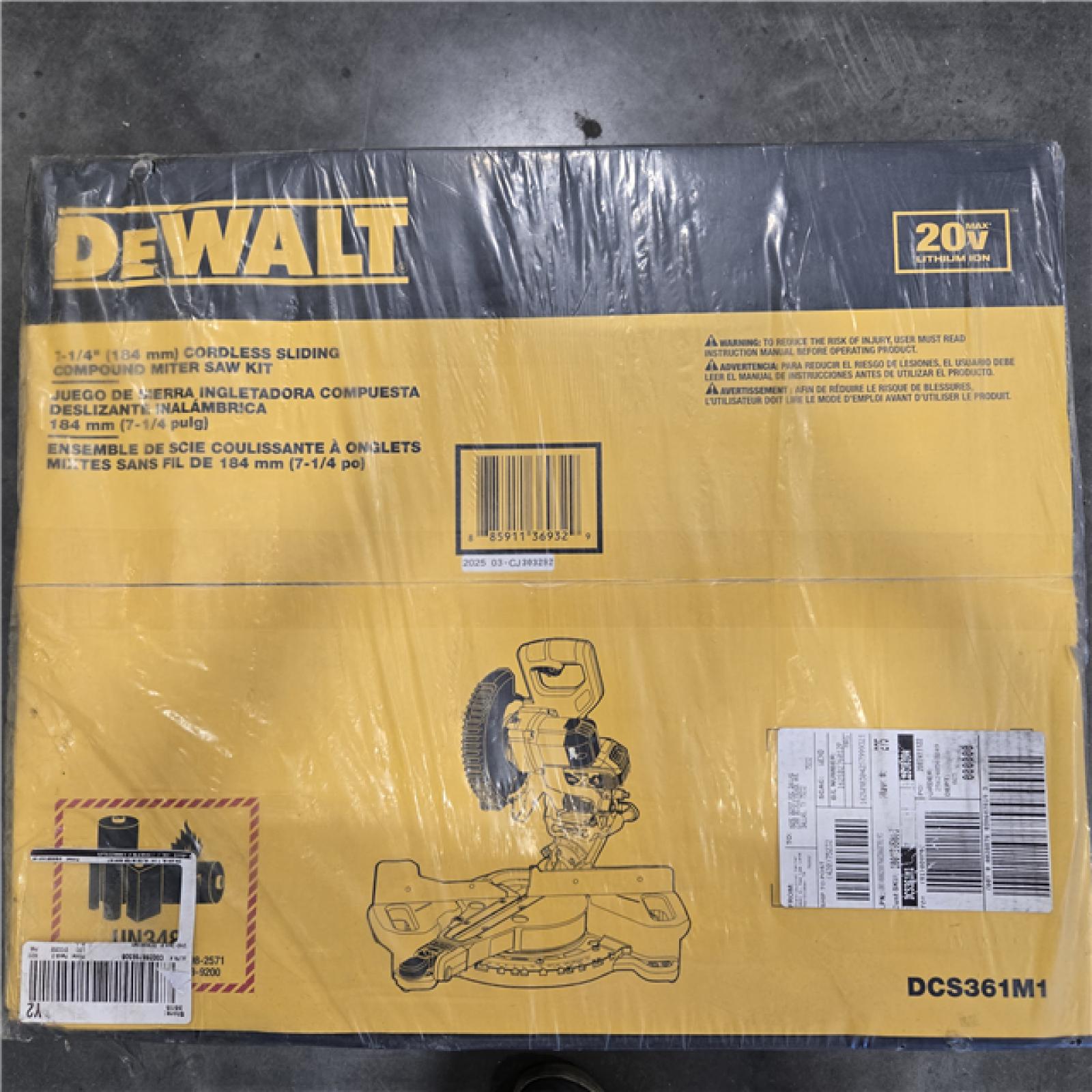 NEW DEWALT 20V MAX Cordless 7-1/4 in. Sliding Miter Saw with (1) 20V Battery 4.0Ah