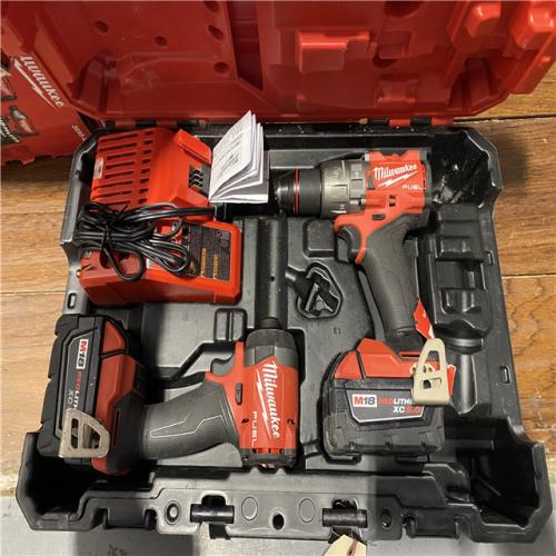 AS-IS MILWAUKEE M18 FUEL 18V Lithium-Ion Brushless Cordless Hammer Drill and Impact Driver Combo Kit (2-Tool) with 2 Batteries