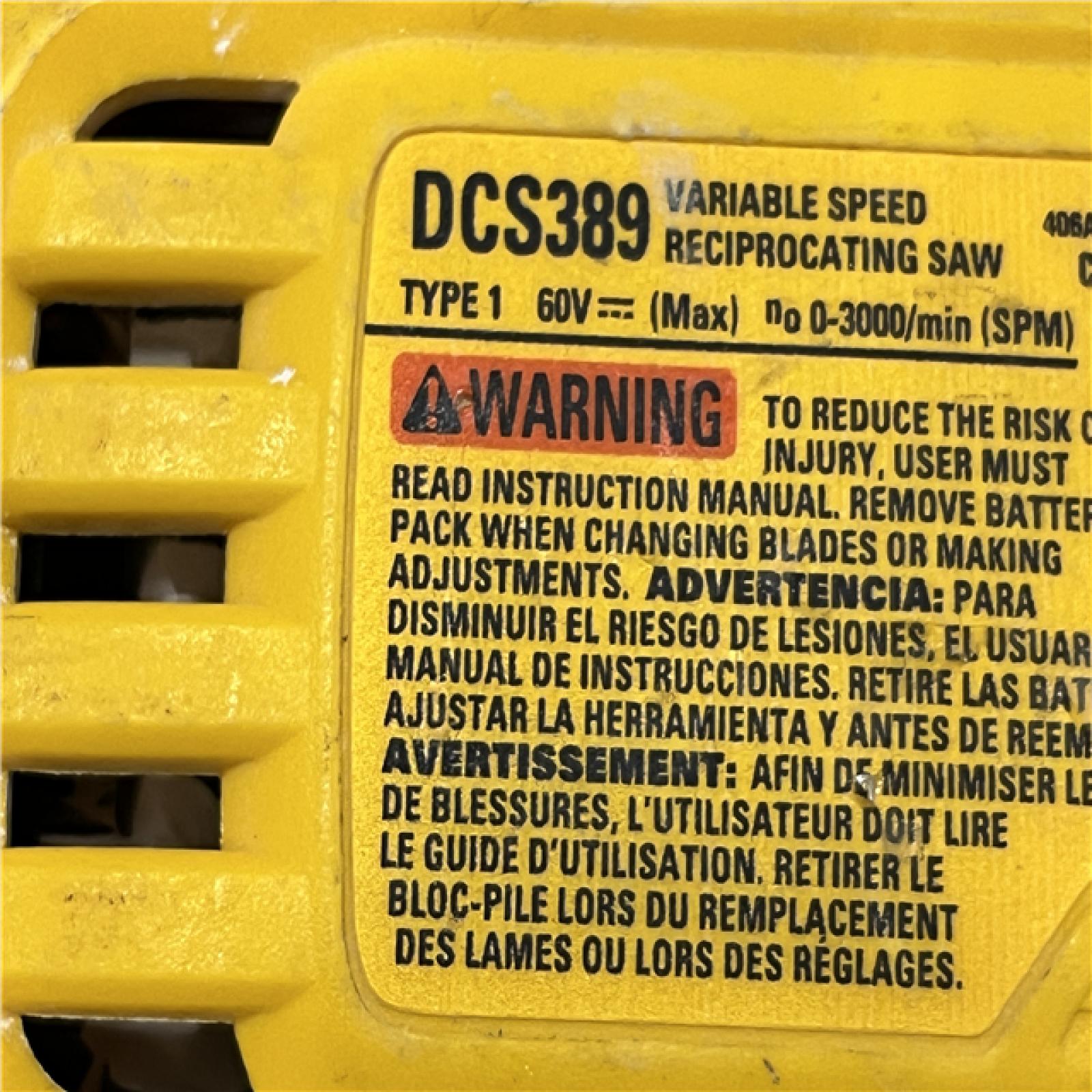 AS-IS DEWALT FLEXVOLT 60V MAX Cordless Brushless Reciprocating Saw (Tool Only)