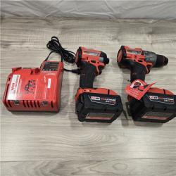 AS-IS MILWAUKEE FUEL 18V Lithium-Ion Brushless Cordless Hammer Drill and Impact Driver Combo Kit (2-Tool) with 2 Batteries