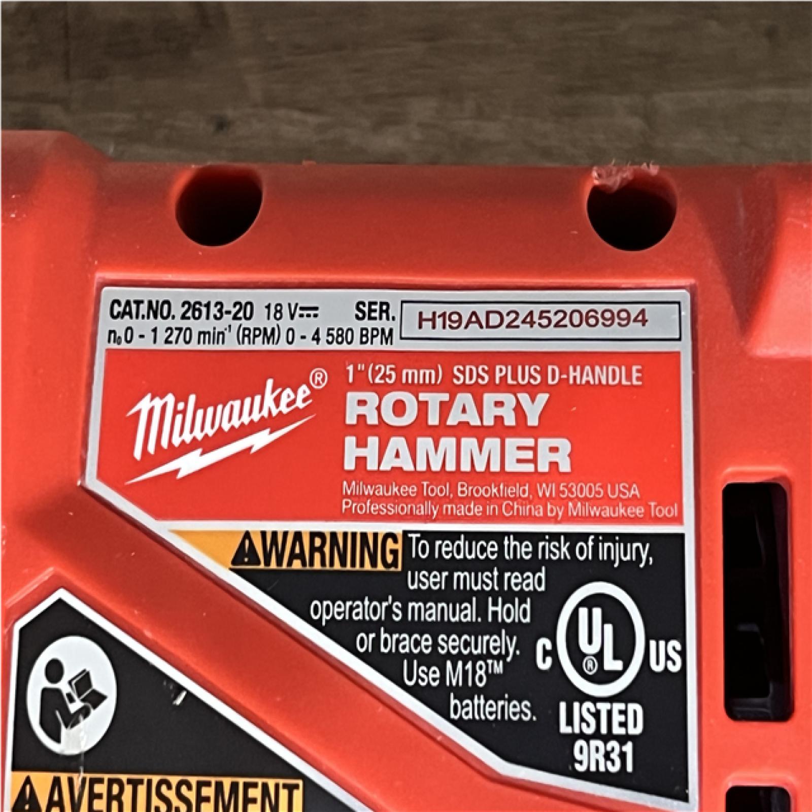 Houston Location AS-IS Milwaukee 18V Lithium-Ion Brushless Cordless 1 in. SDS-Plus D-Handle Rotary Hammer (Tool-Only)