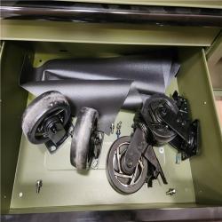 Phoenix Husky Heavy Duty 61 in. W x 23 in. D 15-Drawer Matte Army Green Mobile Workbench Cabinet with Solid Wood Top