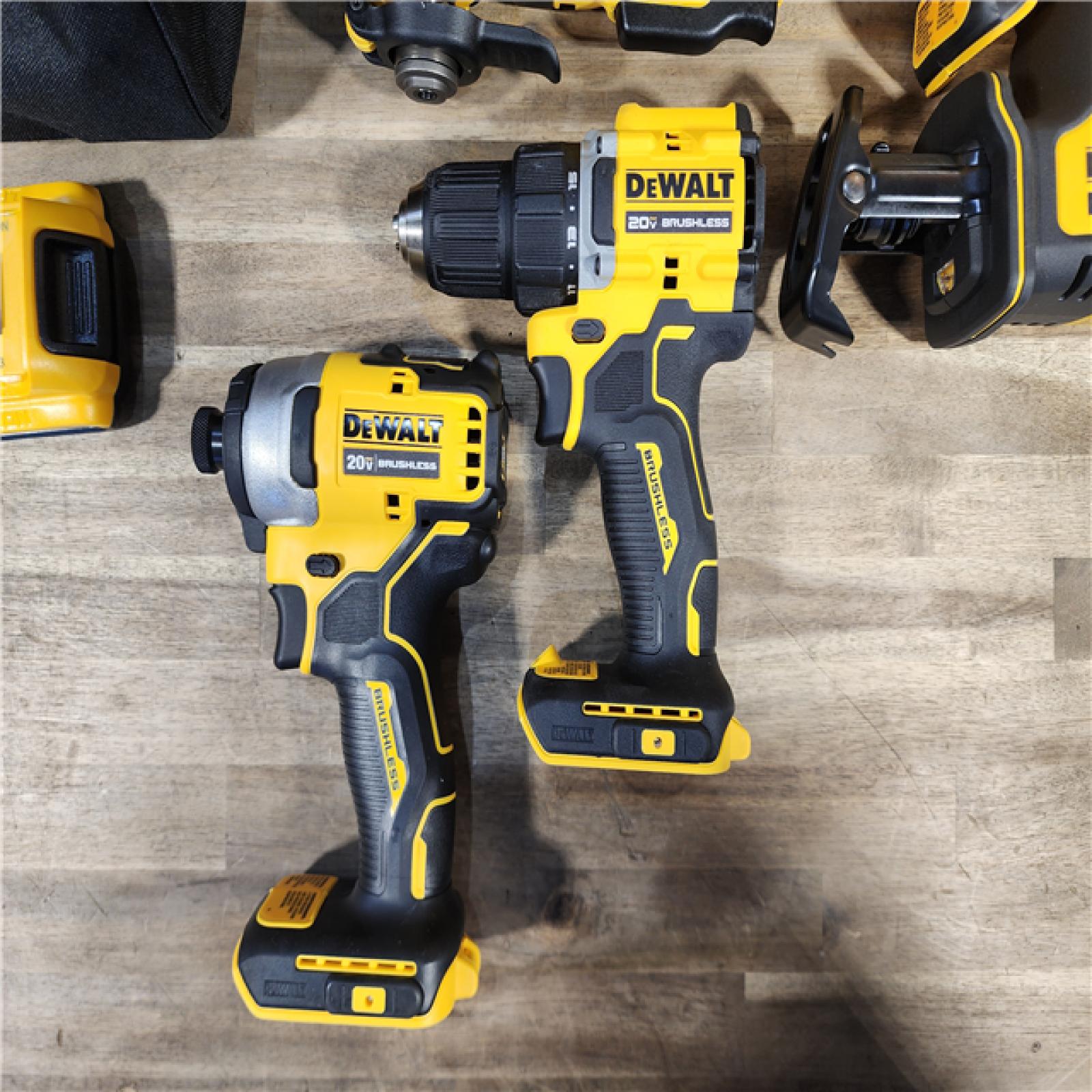 HOUSTON LOCATION - AS-IS DeWalt 20V MAX ATOMIC Cordless Brushless 4 Tool Combo Kit