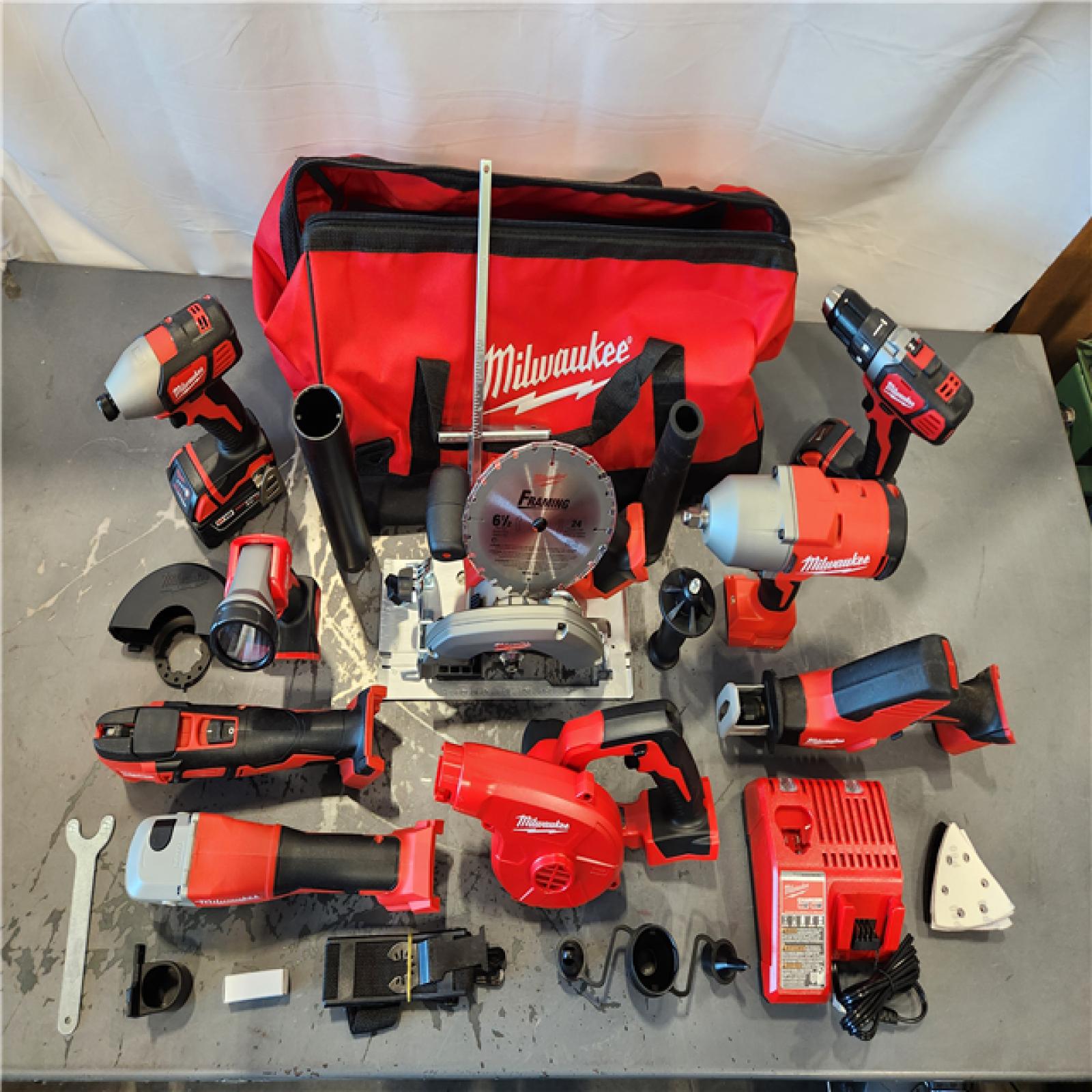 AS-IS- NEW M18 18-Volt Lithium-Ion Cordless Combo Kit 9-Tool with 2-Batteries  Charger and Tool Bag