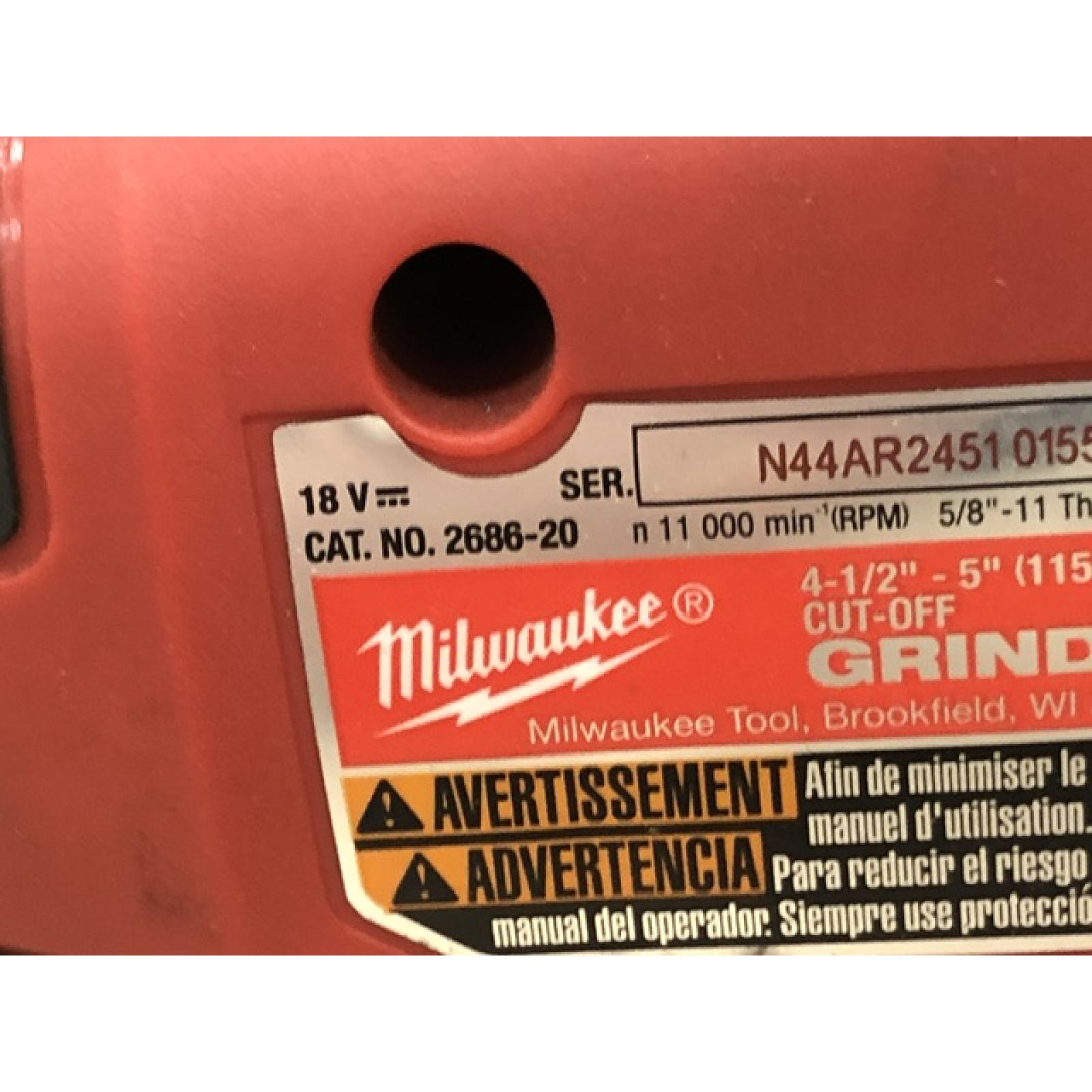 AS-IS Milwaukee 2686-20 18V Cordless 4.5 /5  Grinder (Tool Only)