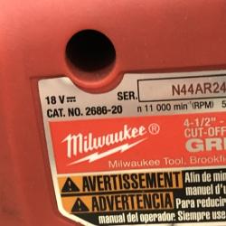 AS-IS Milwaukee 2686-20 18V Cordless 4.5 /5  Grinder (Tool Only)