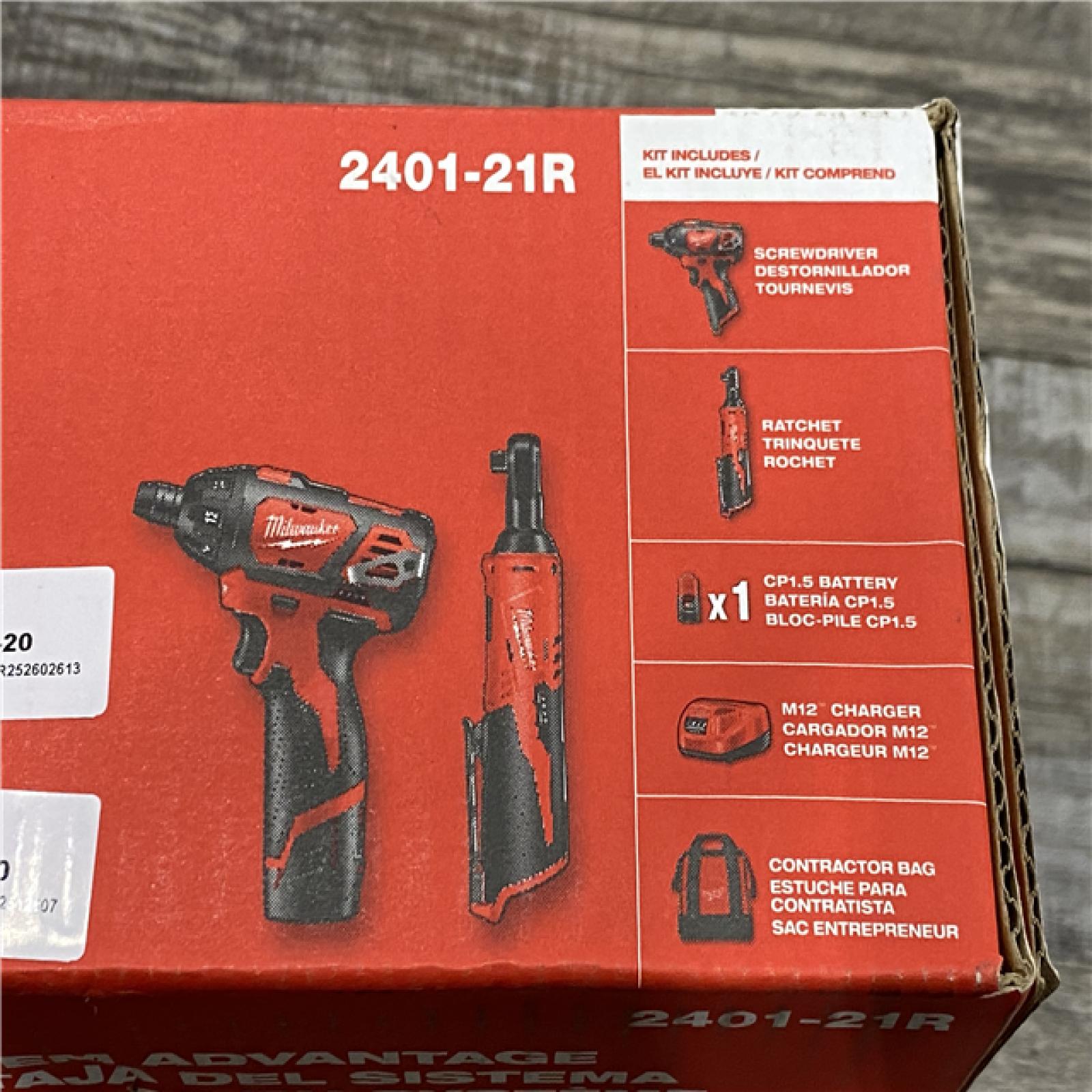 NEW - Milwaukee 12V Lithium-Ion Cordless 3/8 in. Ratchet and Screwdriver Combo Kit
