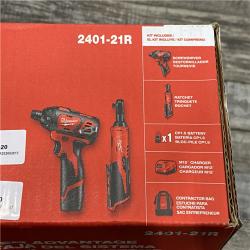 NEW - Milwaukee 12V Lithium-Ion Cordless 3/8 in. Ratchet and Screwdriver Combo Kit