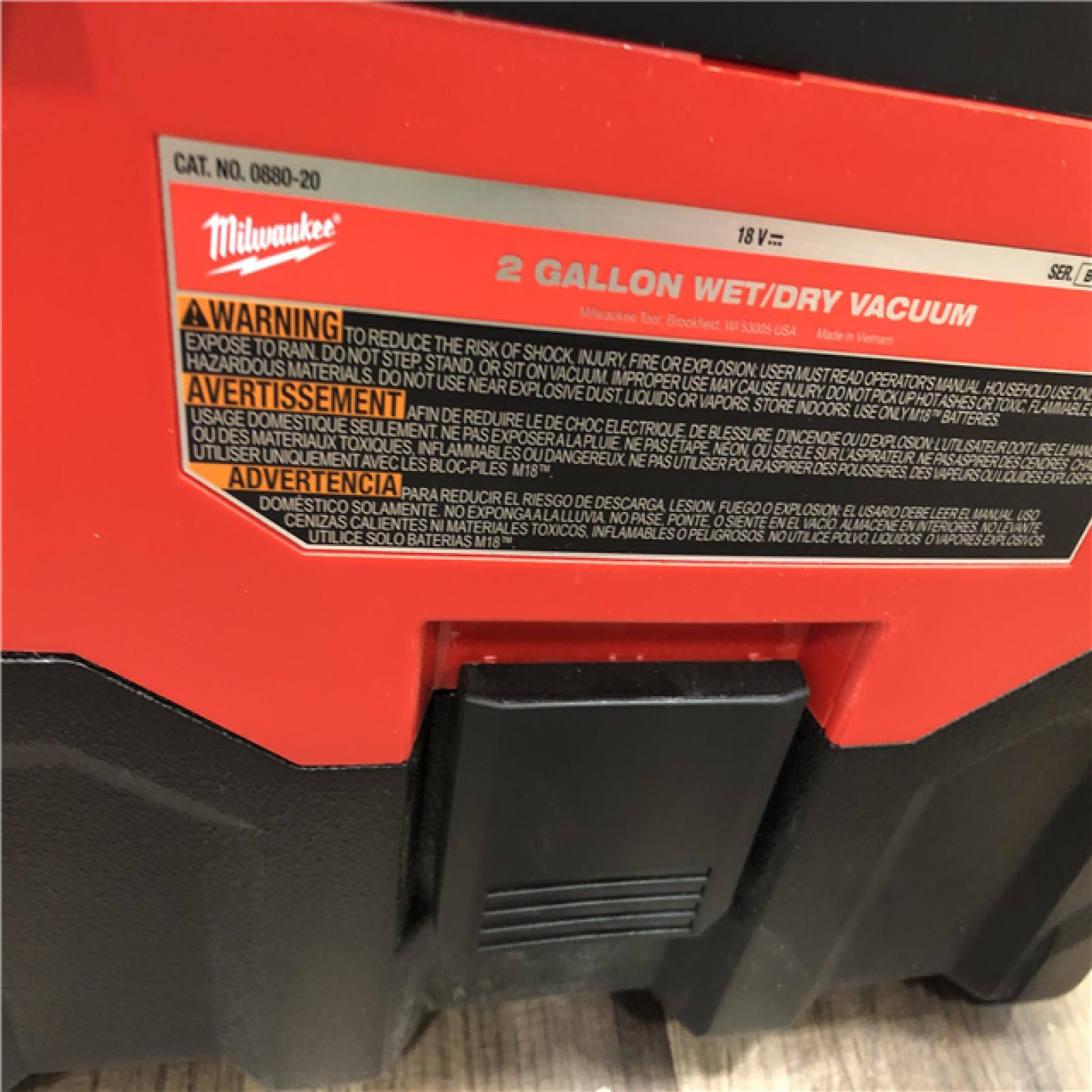 AS-IS Milwaukee 18-Volt 2 Gal. Lithium-Ion Cordless Wet/Dry Vacuum (Vacuum-Only)