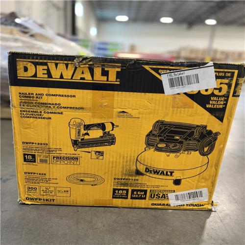 NEW! - DEWALT 6 Gal. 18-Gauge Brad Nailer and Heavy-Duty Pancake Electric Air Compressor Combo Kit
