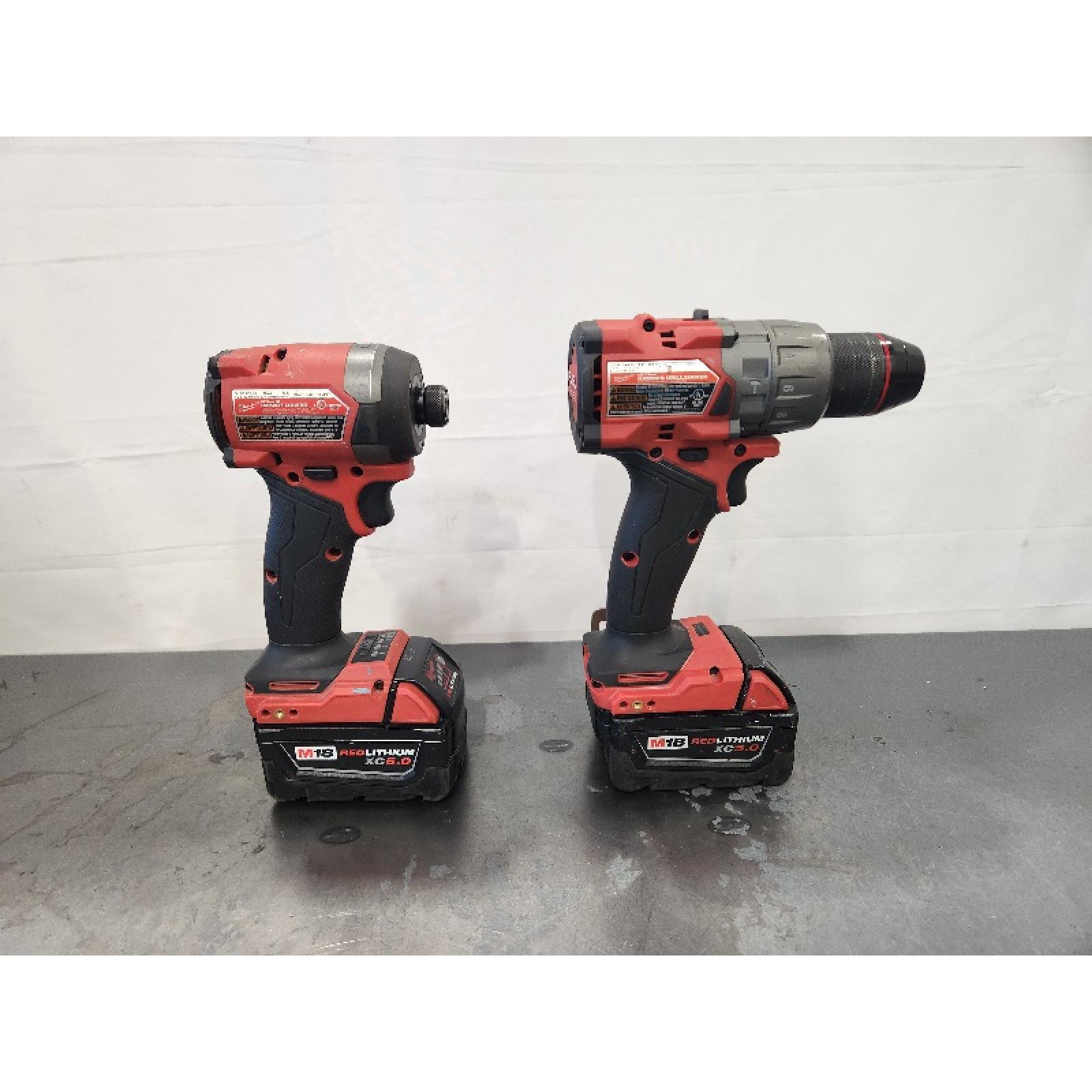 AS-IS- MILWAUKEE FUEL 18V Lithium-Ion Brushless Cordless Hammer Drill and Impact Driver Combo Kit