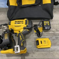 AS-IS DEWALT 20V MAX Lithium-Ion 15-Degree Electric Cordless Roofing Nailer Kit