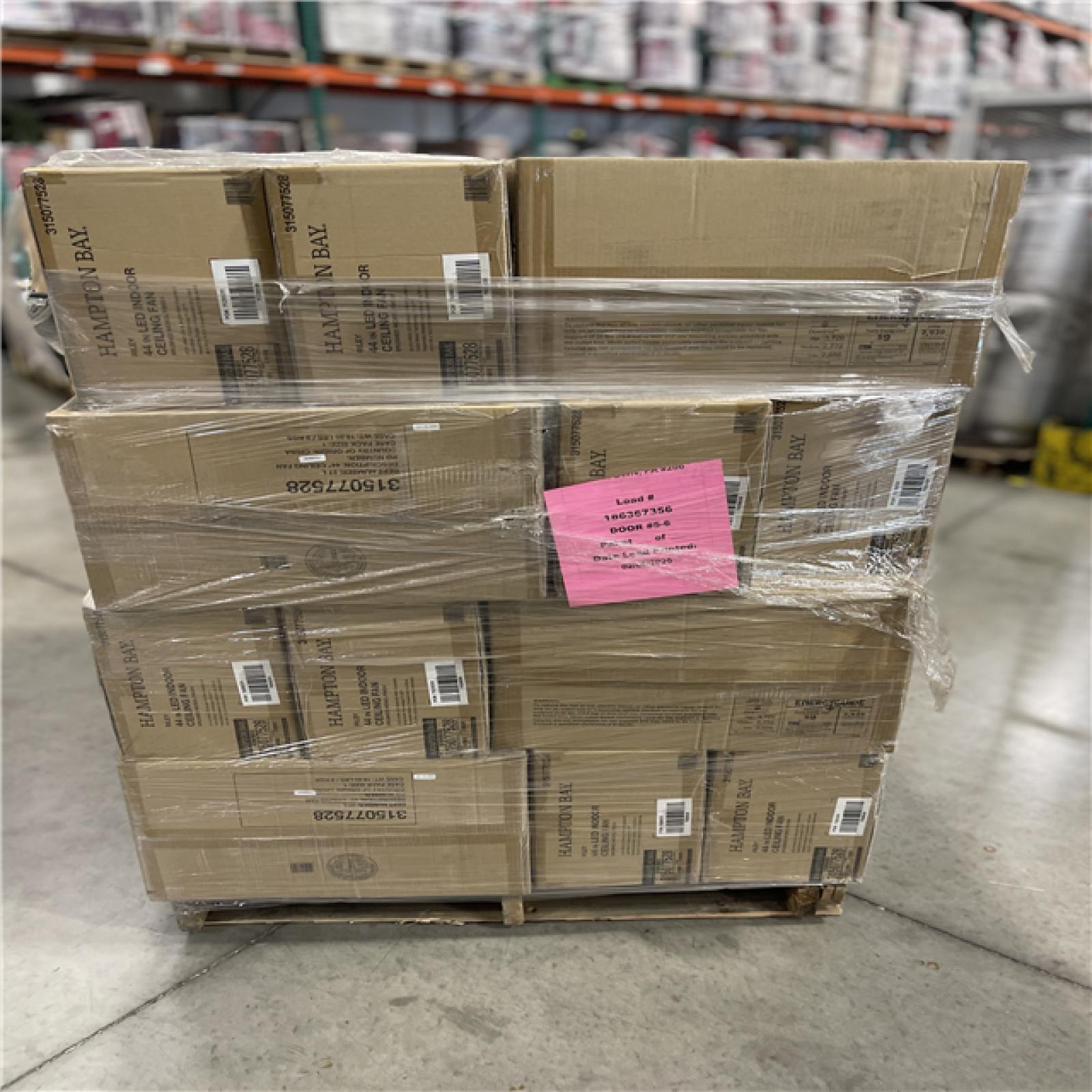 DALLAS LOCATION- DALLAS LOCATION- Hampton Bay Riley 44 in. LED Brushed Nickel Ceiling Fan with Light Kit PALLET -(36 UNITS)