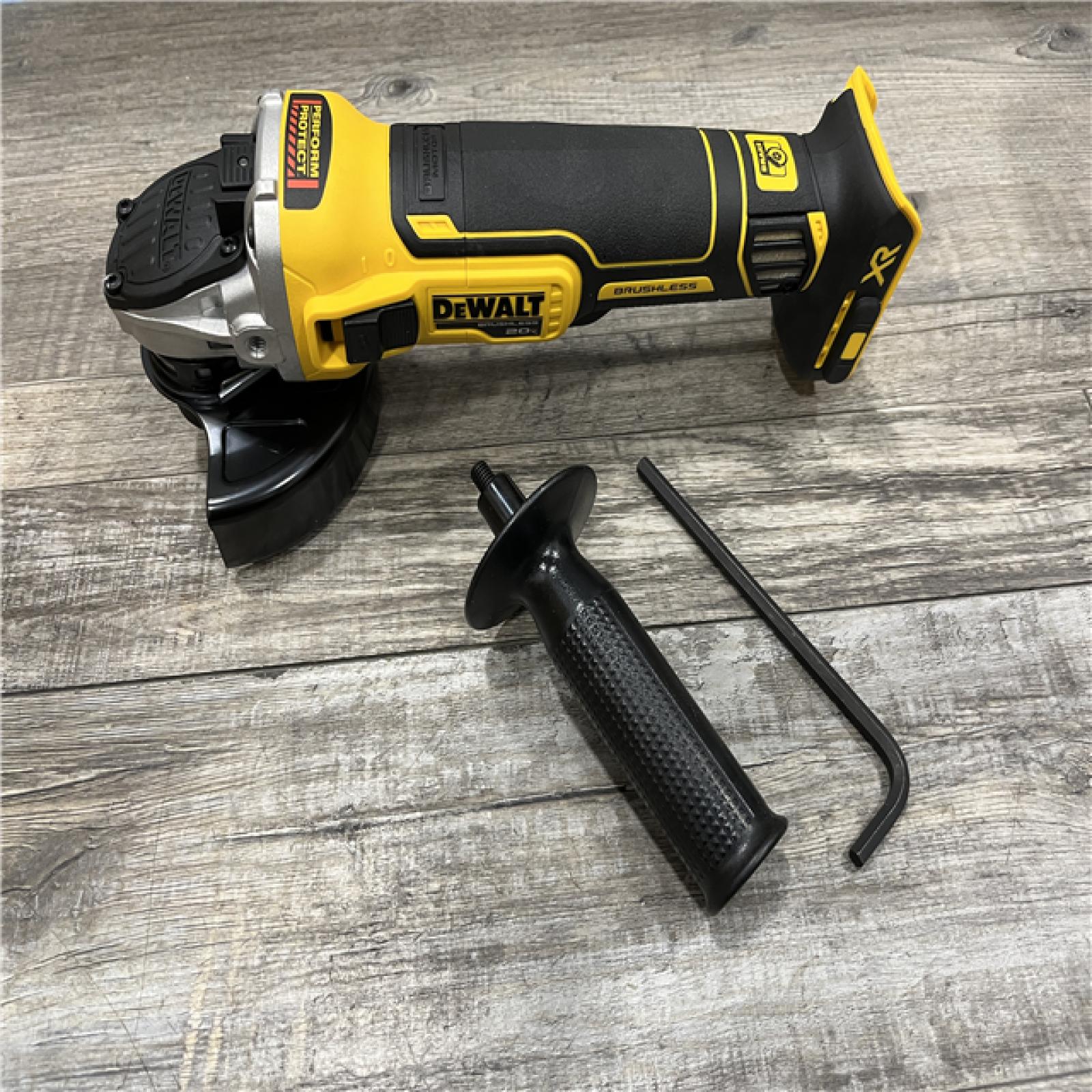 AS-IS DEWALT 20V MAX XR Cordless Brushless 4.5 in. Slide Switch Small Angle Grinder with Kickback Brake (Tool Only)