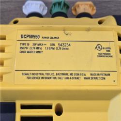AS-IS DEWALT 20V MAX 550 PSI 1.0 GPM Cold Water Cordless Power Cleaner (Tool Only)