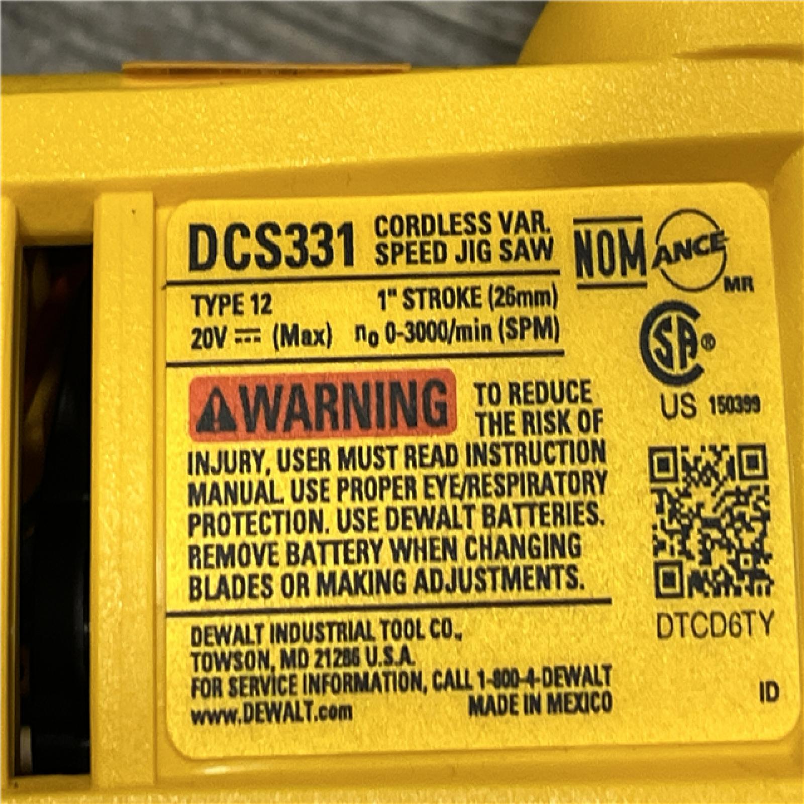 AS-IS DEWALT 20V MAX Cordless Jig Saw (Tool Only)