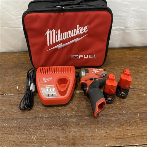 AS-IS M12 FUEL SURGE 12V Lithium-Ion Brushless Cordless 1/4 in. Hex Impact Driver Compact Kit W/Two 2.0Ah Batteries, Bag