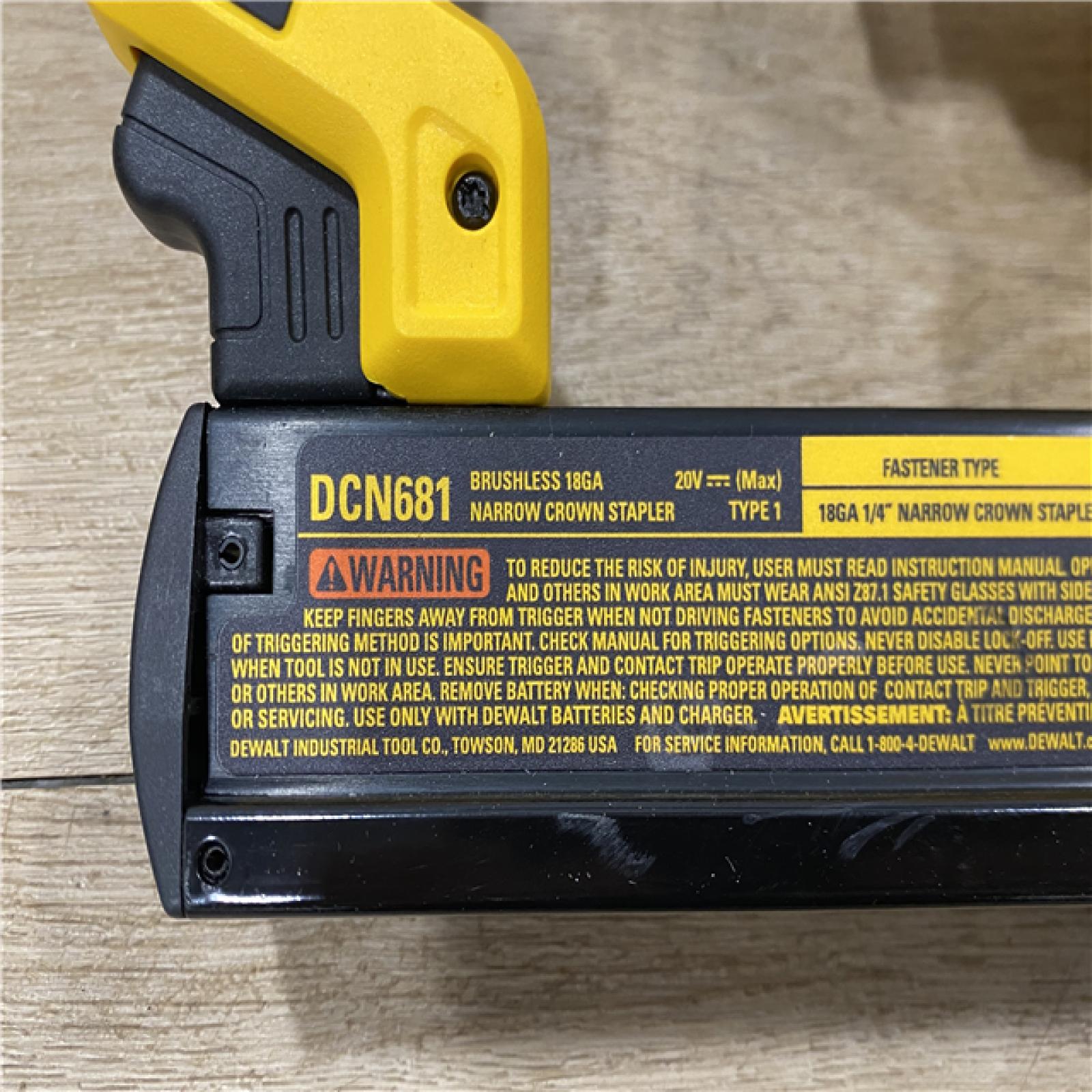 AS-IS DEWALT 20V MAX XR Lithium-Ion Cordless 18-Gauge Narrow Crown Stapler Kit