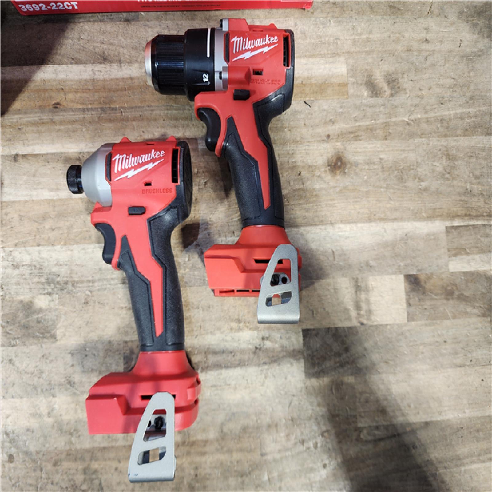 HOUSTON LOCATION - AS-IS Milwaukee M18 18V Lithium-Ion Brushless Cordless Compact Drill/Impact Combo Kit