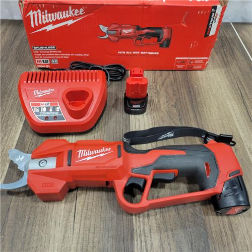 AS-IS Milwaukee 2534-21 M12 Lithium-Ion Brushless Cordless Pruning Shears Kit 2.0 Ah