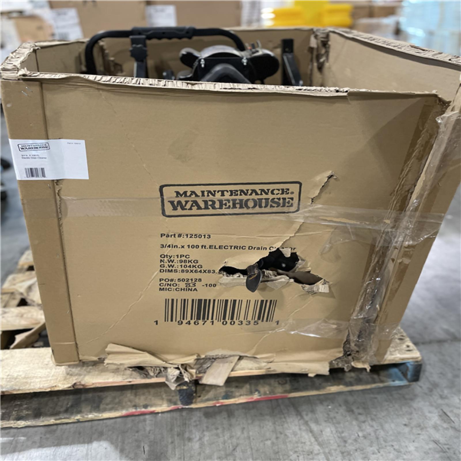 DALLAS LOCATION-AS-IS  Maintenance Warehouse 3/4 In. X 100 Ft. Electric Drain Cleaner