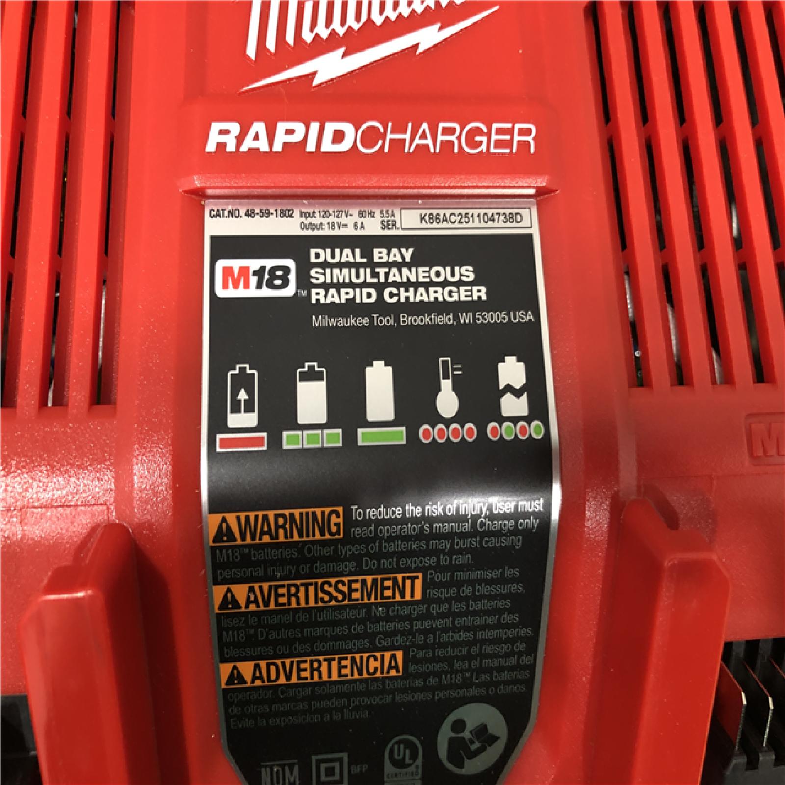 AS-IS Milwaukee 18-Volt Lithium-Ion Dual Bay Rapid Battery Charger